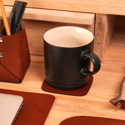 Artisan Leather Coasters Lifestyle